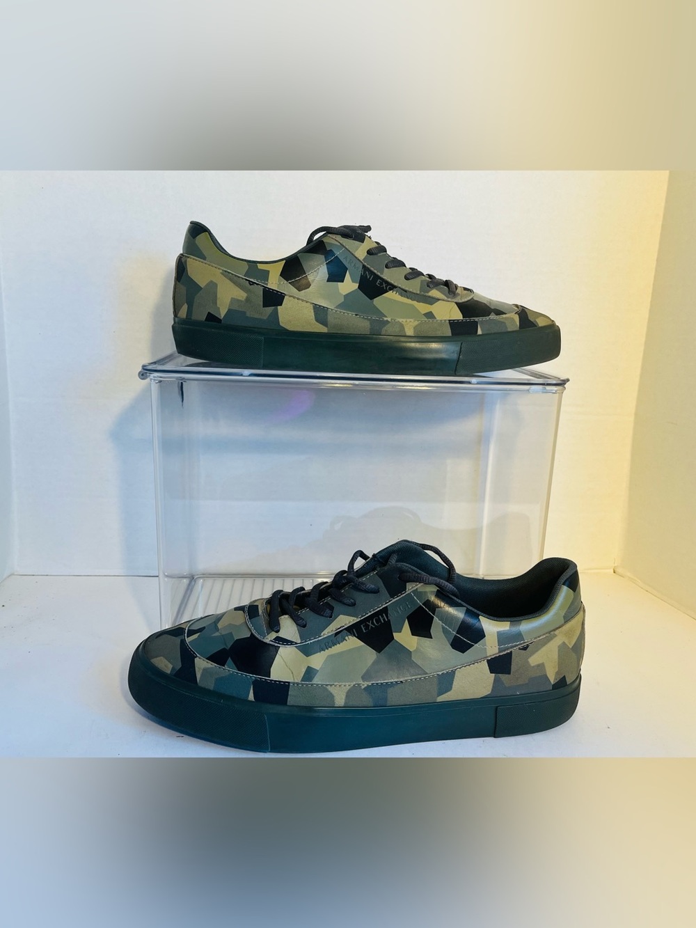 Vintage Men's Armani Exchange 
A|X Camo Green/Black Low-Top Casual Sneakers (12)